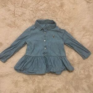 Ralph Lauren denim peplum button down shirt